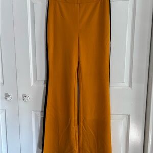 Women's Mustard Yellow High Waisted Flare Leg Stripe Down the Side Pants large